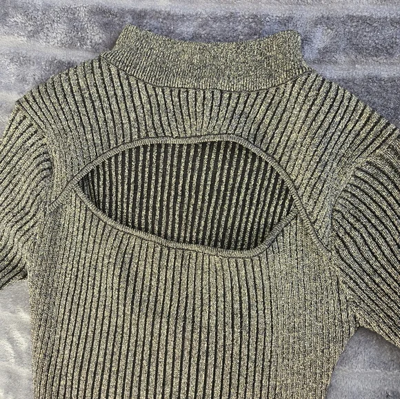 Say What Ribbed Knit Sparkly Long Sleeve Dress Size Medium - Picture 3 of 7